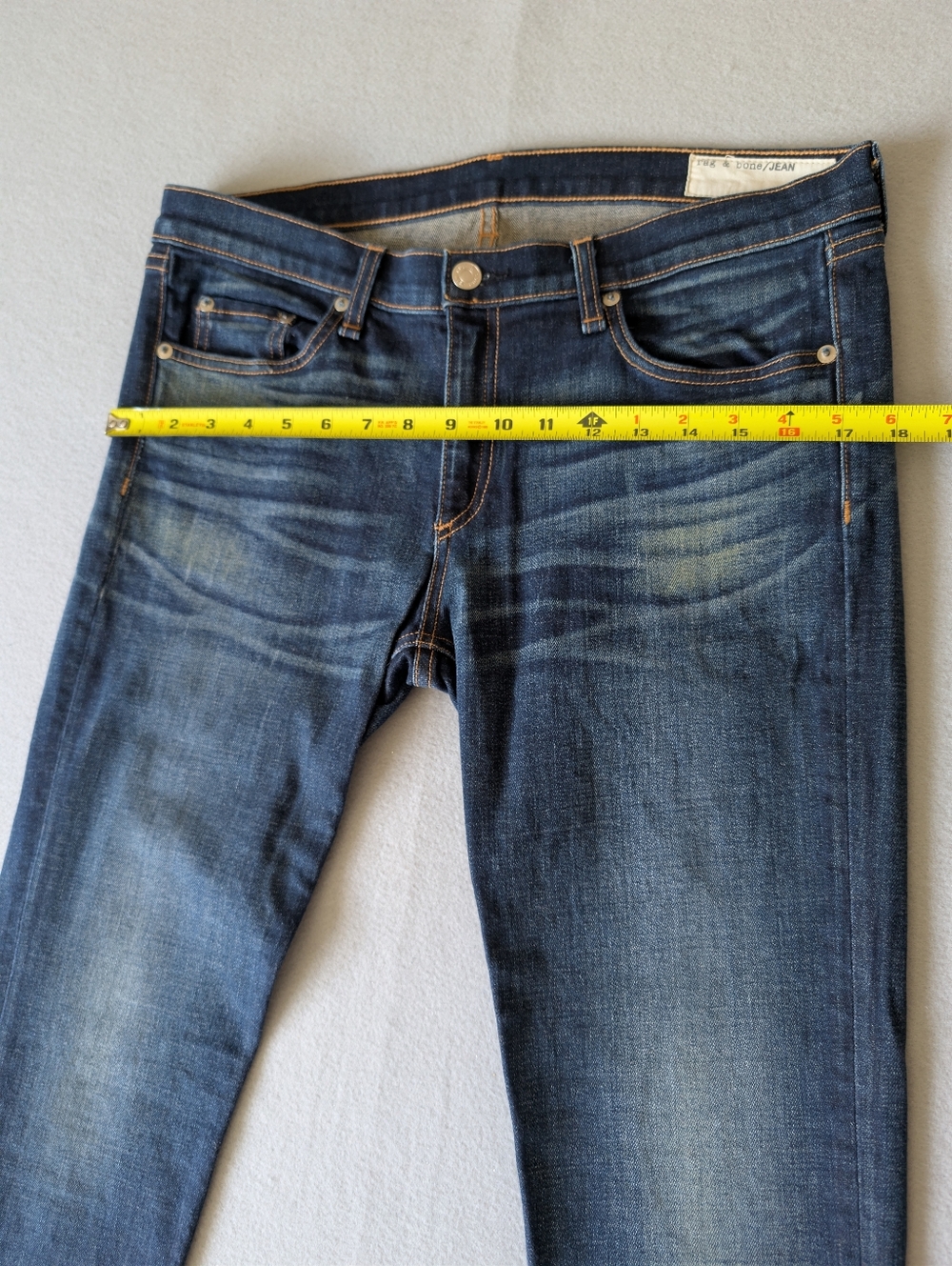 Rag & Bone Indigo Dark Wash Cuffed Skinny Jeans Mid Rise Premium Denim 31x29 image 8
